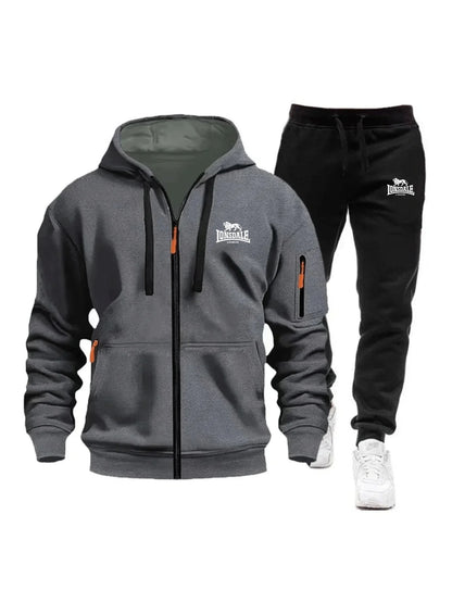 2026 New Brand Men's Winter American-Style Heavy Fleece Zip-Up Hoodie Warm Casual Sports Loose Workwear Trendy Set