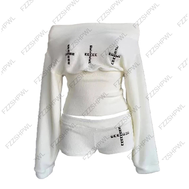 Stile dark Hip Hop Harajuku Rivet design Y2K Shorts Rock Gothic Fashion Crop Shorts Vintage Chic Hot pants Streetwear Punk Pants