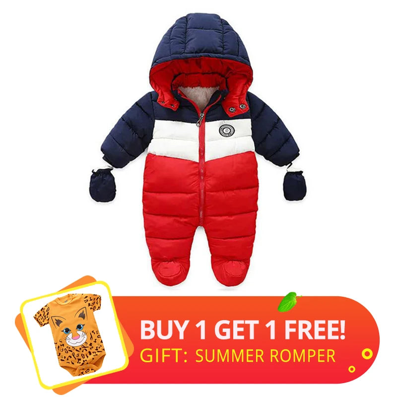 Tuta da neve per neonati IYEAL, cappotto invernale per bambini, fodera calda, tuta con cappuccio e cerniera, tuta imbottita in piuma d'anatra per bambini e bambine.