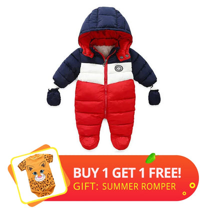Tuta da neve per neonati IYEAL, cappotto invernale per bambini, fodera calda, tuta con cappuccio e cerniera, tuta imbottita in piuma d'anatra per bambini e bambine.