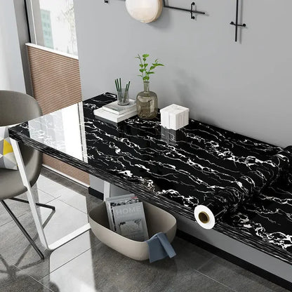 Gray Marble Self-Adhesive Wallpaper Waterproof Vinyl Peel and Stick Wallpapers for Old Furniture Kitchen Countertop Granite Film