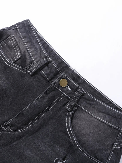 Jeans da donna strappati, aderenti, a vita bassa, skinny, con cerniera e tasche, pantaloni in denim blu da donna, modello Y2K 2026, estivi, con buchi e cropped.
