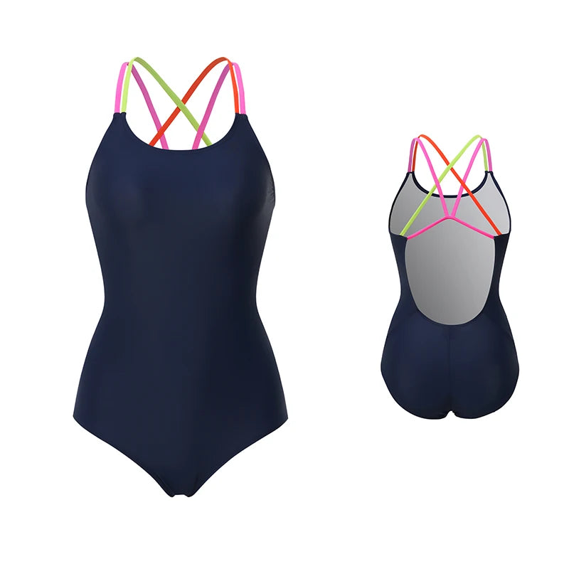 Amber Profional Cetitive One-Piece Swimsuit Women's Sport Training Suit High Elastici Polyester Spandex No Chest Pad