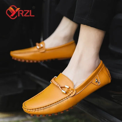 Mocassini YRZL da uomo, scarpe casual in pelle, mocassini traspiranti slip-on, colore rosso vino, taglia grande 48, scarpe da guida da uomo