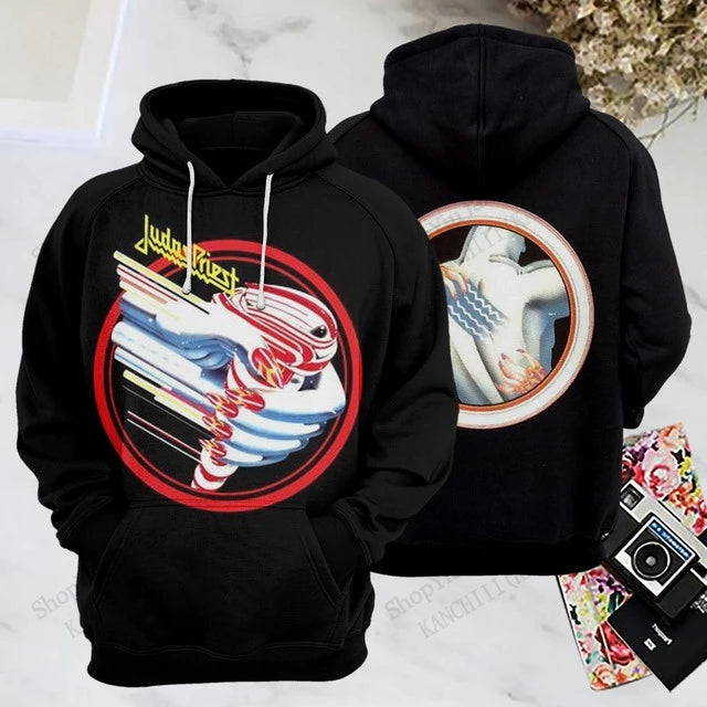 Felpe con cappuccio stampate in 3D della rock band Judas Priest, uomo e donna, moda sportiva, felpa con cappuccio, cappotto, abbigliamento da uomo, comfort, moletom