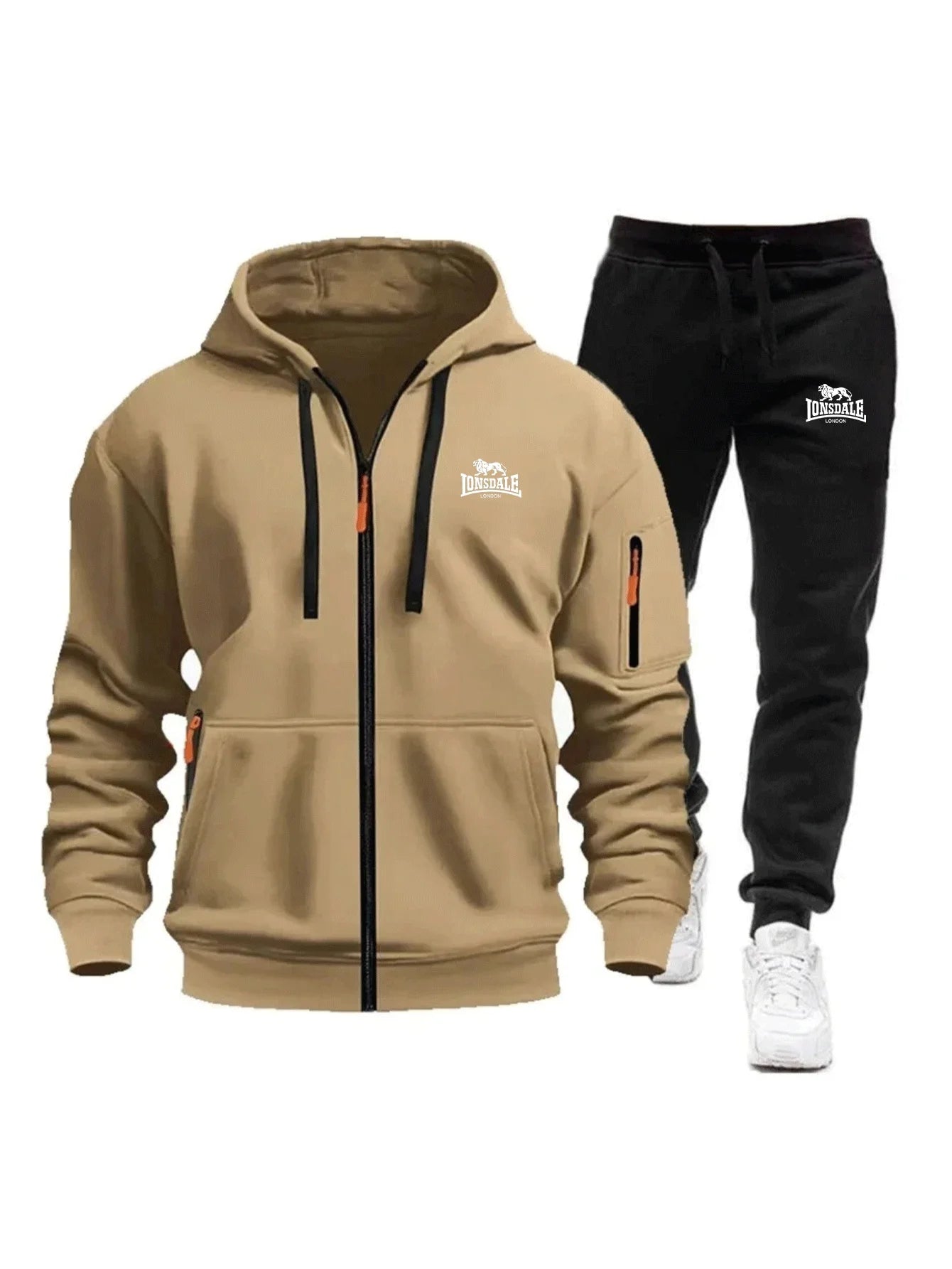 2026 New Brand Men's Winter American-Style Heavy Fleece Zip-Up Hoodie Warm Casual Sports Loose Workwear Trendy Set
