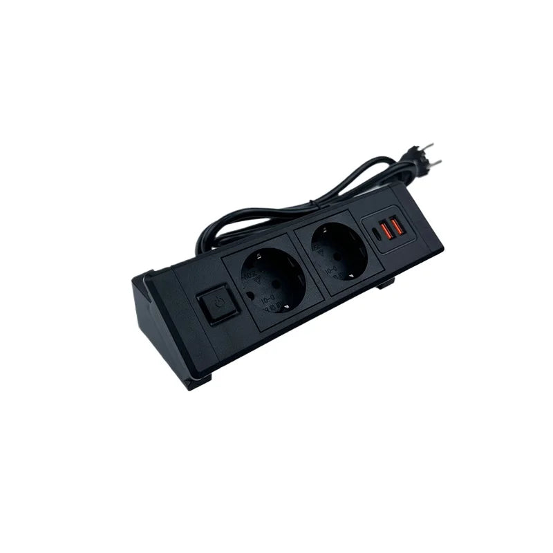 FUNAYA Built-in Desktop Hidden Socket EU KR Concealed Sockets with USB Type-c Power Electric AC Vertical Outlets for Furniture