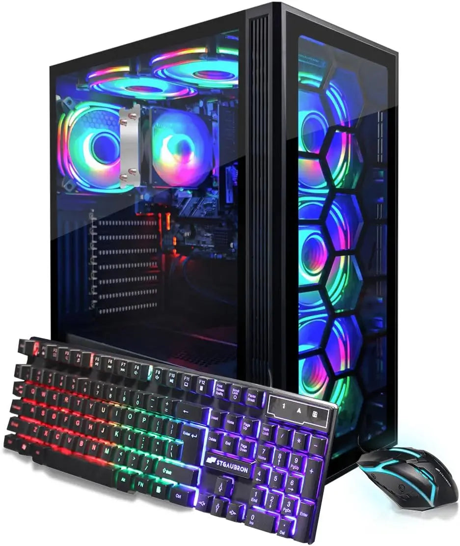 PC da gaming – i5-14400F, RTX 5050 8GB con tripla ventola, 32GB DDR5, SSD NVMe da 1TB a 3300MB/s, alimentatore da 600W, case ARGB con 6 ventole ARGB e telecomando.