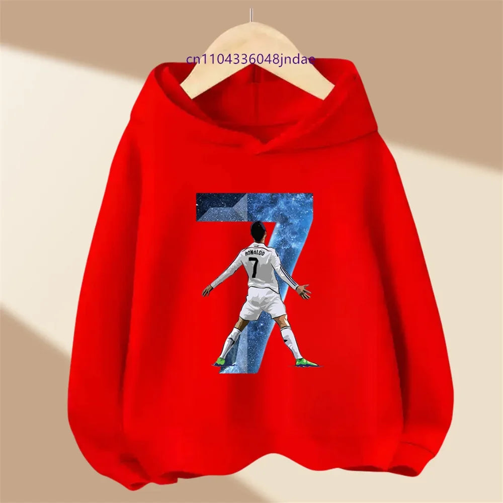 Abbigliamento per bambini di marca, felpa casual per bambini, felpa sportiva per primavera e autunno per ragazzi e ragazze, pullover con stampa Ronaldo