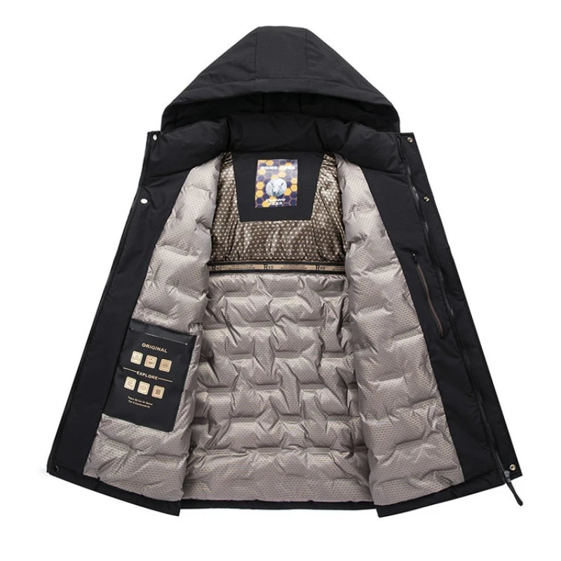Men's 2025 Winter Fluorescent Green Wool Blend Cotton Jacket - Fluorescent Green (Black/Red/Khaki) Cotton-Padded Jacket