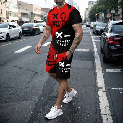 Completo da uomo 2024 nuovo stile hip hop con stampa 3D, vestibilità oversize, maniche corte, pantaloncini, abbigliamento sportivo estivo casual da uomo.