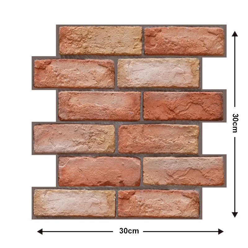 5/10pcs Self Adhesive Waterproof 3D Wall Panels, Brick Wallpaper, Retro Sticker for Bathroom, Fireplace decorative wall stickers