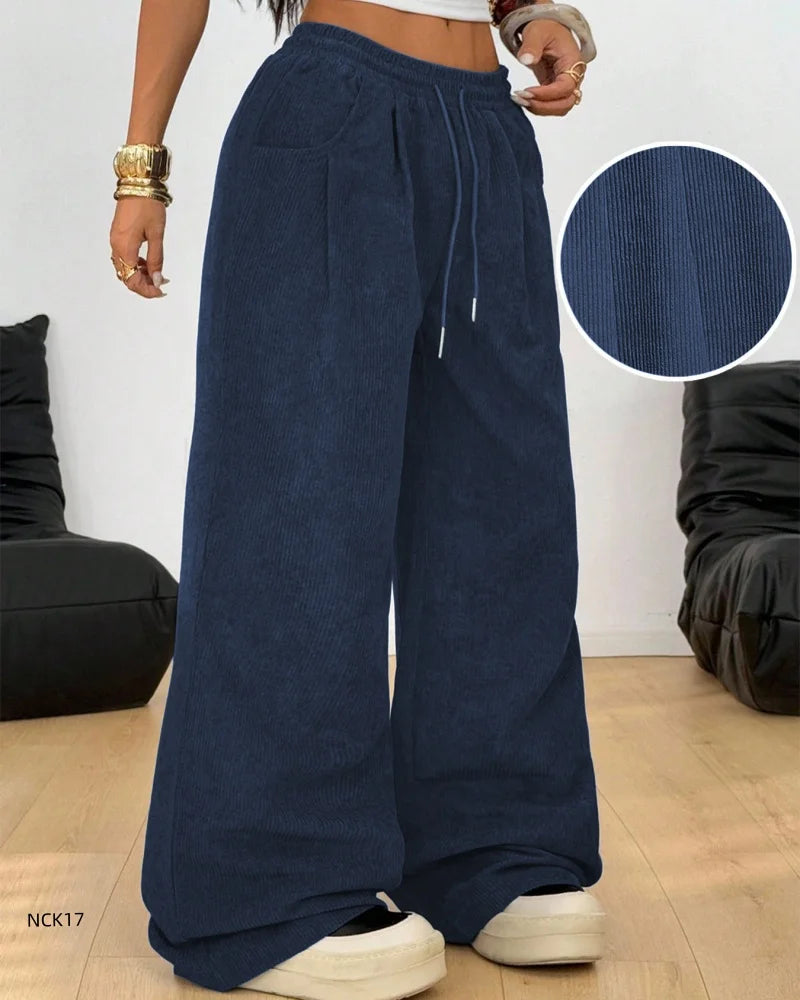Pantaloni da jogging da donna a vita alta, casual, larghi, stile streetwear classico, sportivi, da ballo, stile Y2K, con gamba larga e coulisse.