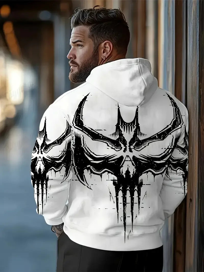 Felpe con cappuccio da uomo con stampa 3D di pipistrello gotico, stile streetwear, pullover autunno/inverno, vestibilità ampia e casual, tuta di Halloween.
