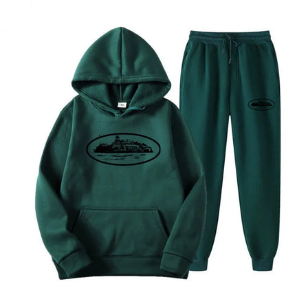 NICE Set felpa con cappuccio unisex ampio e foderato in pile, con stampa "Devil Prisoner Pattern", ecologico, morbido, comodo, abbigliamento casual
