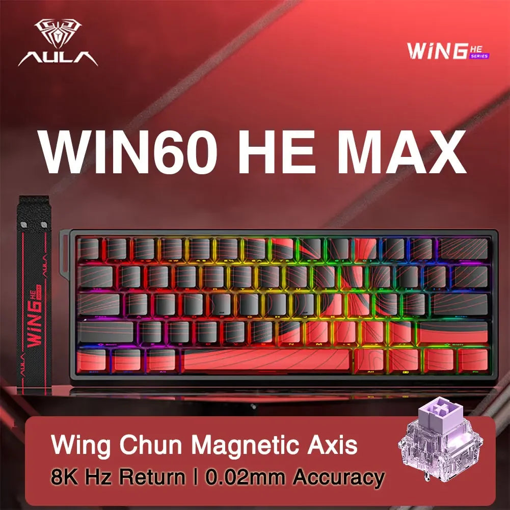 Tastiera da gioco personalizzata AULA WIN60 WIN68 HE Esports con switch magnetici, trigger rapido, 8K di ritorno, RGB, hot-swap, 60% e 68%.