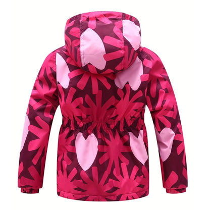 Giacca da bambina primaverile, abbigliamento in pile con fiori, cappotto da bambina, giacca a vento, capospalla per bambini in pile polare antivento 3-12T