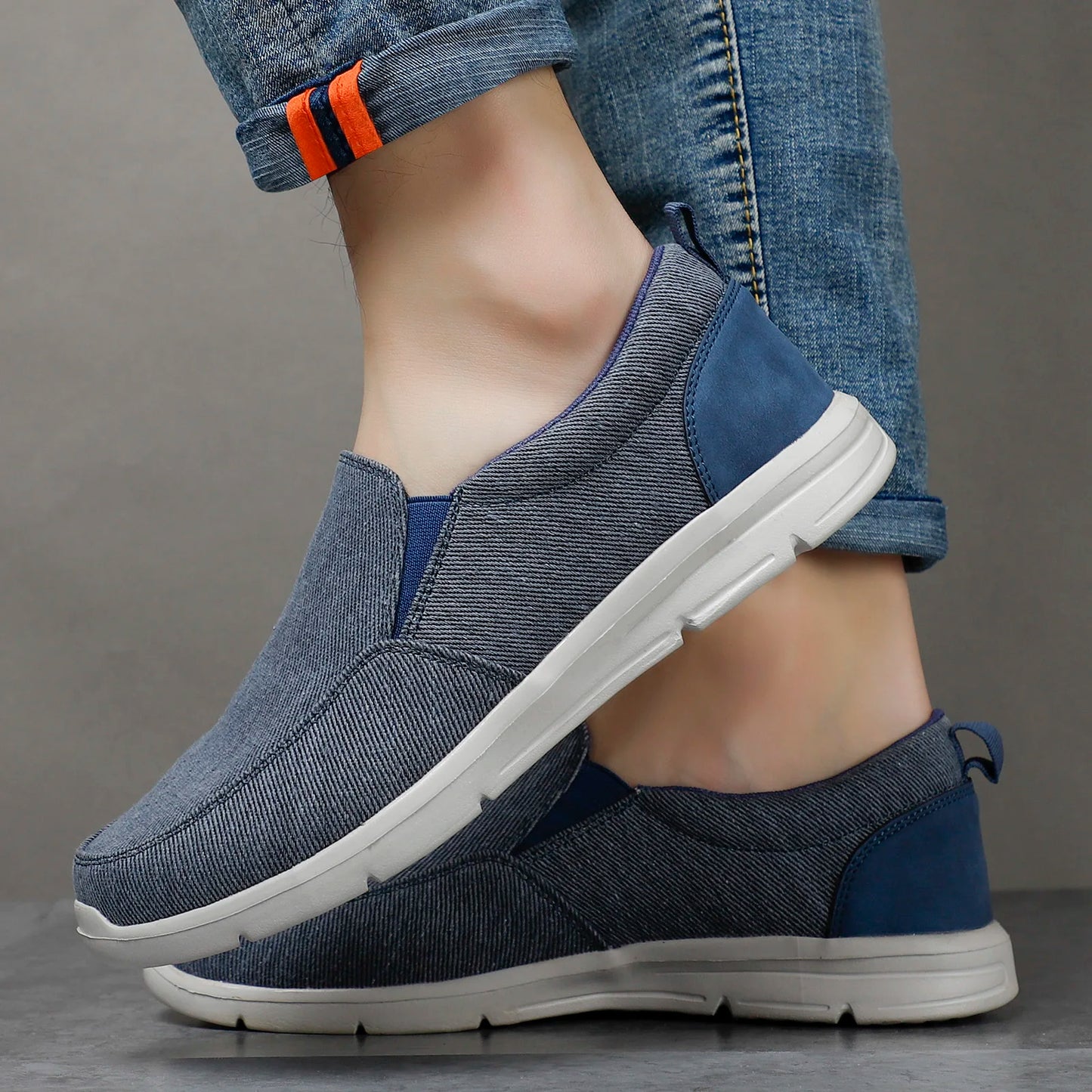 Scarpe da uomo estive in tela, traspiranti e comode, da esterno, slip-on, da passeggio, mocassini classici da uomo