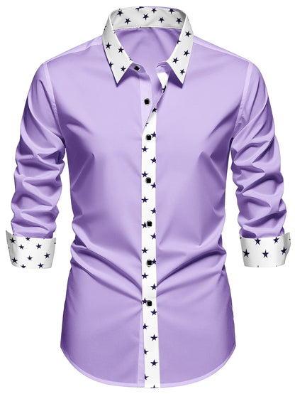FGKKS Camicia da uomo, moda, patchwork, smoking, festa, maniche lunghe, elegante, casual, quattro stagioni, elastica, da uomo, da lavoro, camicie eleganti