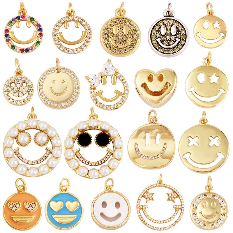 Ciondolo con espressione di gioia e pianto, "Amore, chiamami", in colore oro, forniture per la creazione di gioielli, collane e bracciali L92