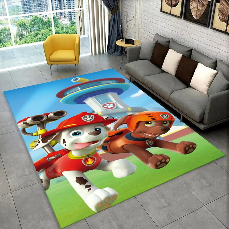 Tappeto con simpatico cane P-Patrol in stile cartone animato per sala giochi, camera da letto, soggiorno, divano, decorazione per la casa, tappeto antiscivolo per area giochi bambini.