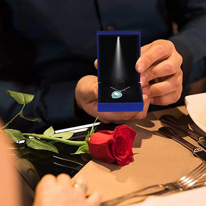 Scatola portagioie illuminata a LED per bracciali, anelli, collane e ciondoli, ideale per anniversari, fidanzamenti e matrimoni.