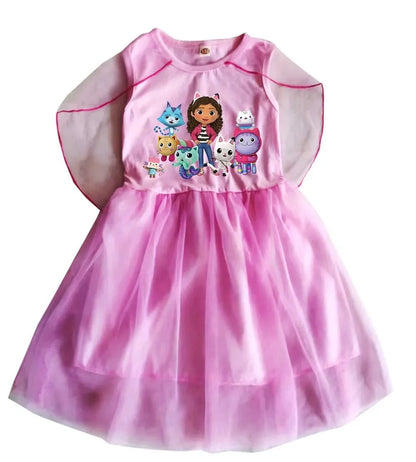 Mochila Gabby's Dollhouse Dress Bambini Gabbys Chat Vestiti Ragazze Manica corta Abiti casual Bambini Matrimonio Principessa Abiti