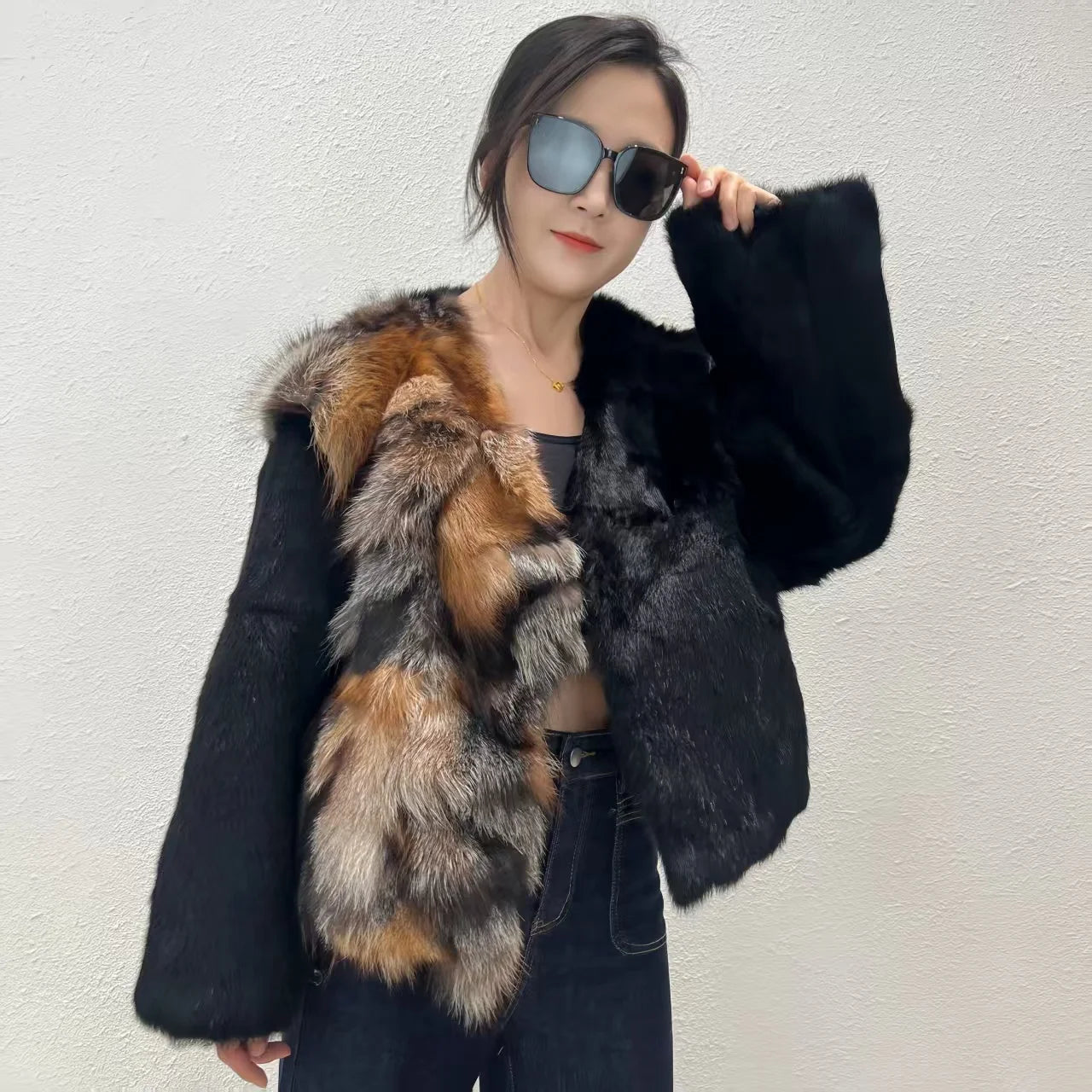 Cappotto in vera pelliccia di coniglio Rex da donna, autunno inverno, giacca in pelliccia di volpe intrecciata, spessa, calda, nuova ed elegante, capospalla caldo da donna