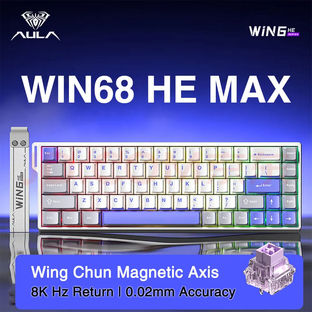 Tastiera da gioco personalizzata AULA WIN60 WIN68 HE Esports con switch magnetici, trigger rapido, 8K di ritorno, RGB, hot-swap, 60% e 68%.