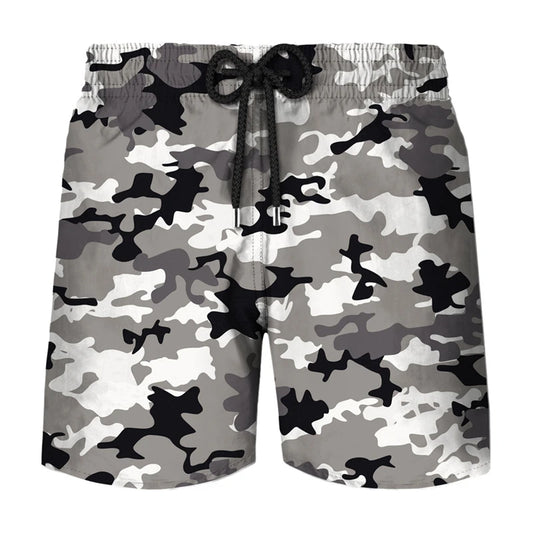 Pantaloncini sportivi da uomo con stampa 3D mimetica per cosplay, ideali per attività all'aperto, corsa, spiaggia, traspiranti, con elastico in vita.