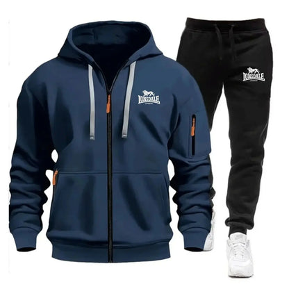 2026 New Brand Men's Winter American-Style Heavy Fleece Zip-Up Hoodie Warm Casual Sports Loose Workwear Trendy Set