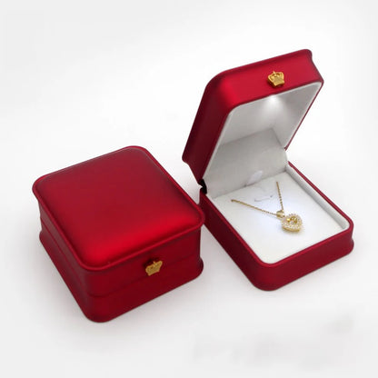 Scatola portagioie a LED con anello, porta orecchini di lusso con corona, ciondoli, espositore per proposta di matrimonio, scatola regalo, organizer per gioielli.