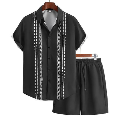 Completo da uomo per vacanze al mare alle Hawaii, composto da camicia a maniche corte e pantaloncini, con stampa paisley, traspirante e alla moda, ideale per feste.