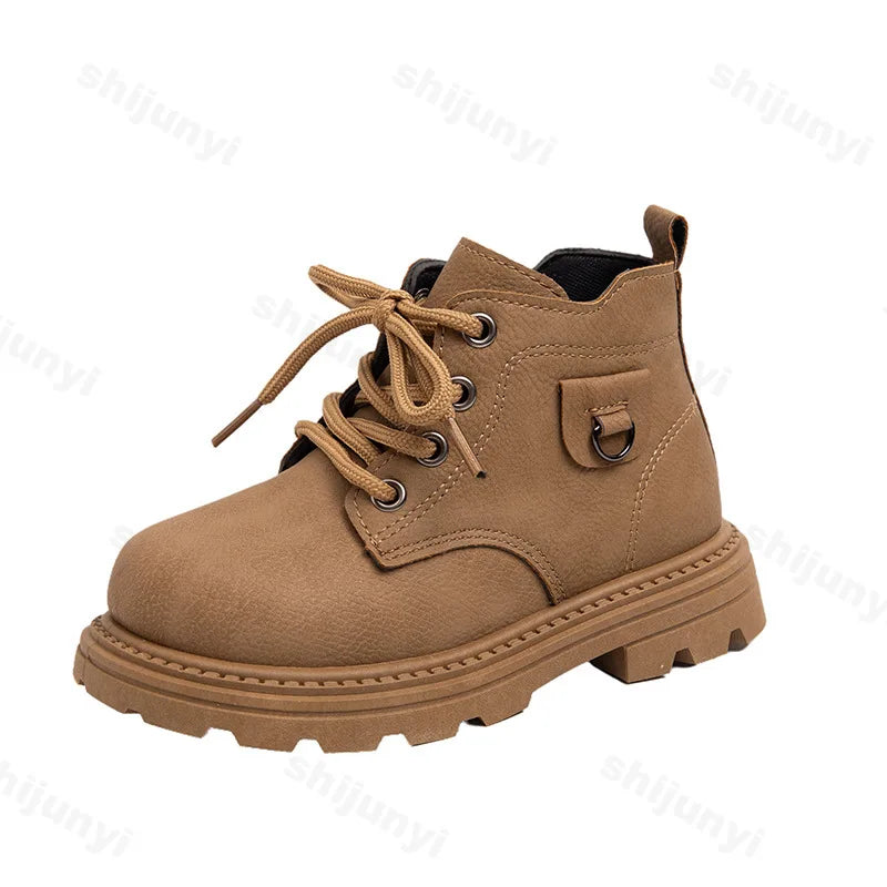 Stivaletti per bambini Autunno 2025 Nuovi stivali corti con cerniera per bambini e bambine, comodi, antiscivolo, scarpe alte per esterni per bambini piccoli
