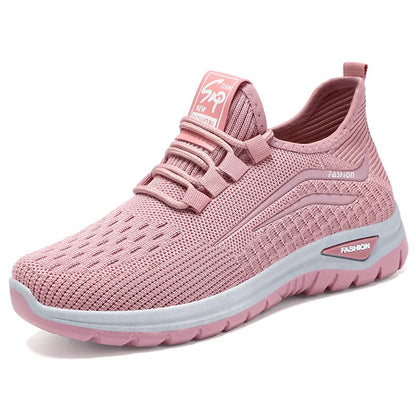 Scarpe casual da donna autunnali traspiranti da passeggio in mesh con lacci, scarpe basse da ginnastica da donna, Tenis Feminino Pink Zapatillas De Mujer