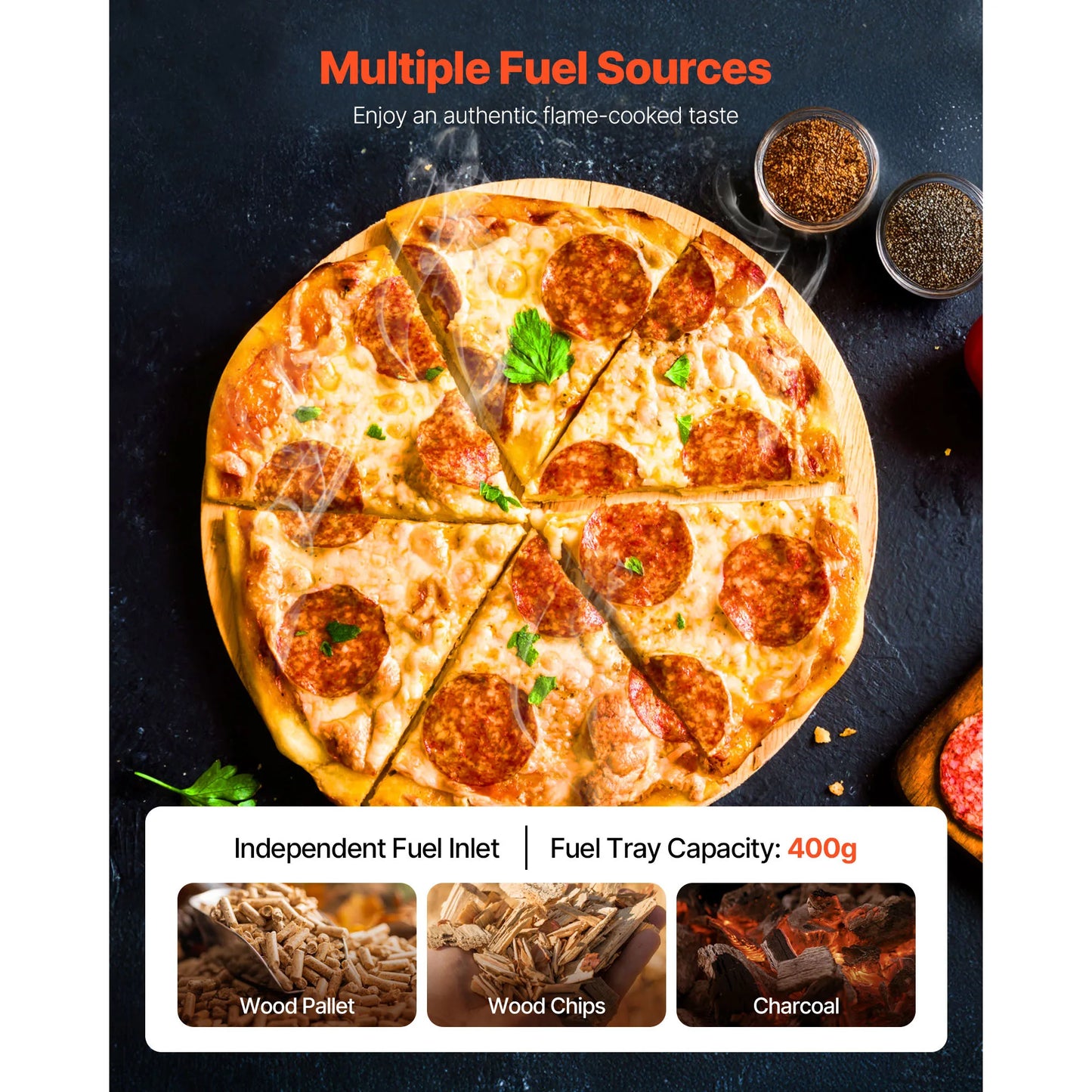 SucceBuy Forno per pizza da esterno da 12 pollici Forni per pizza a legna Stufa a pellet per pizza con termometro per campeggio esterno in cortile