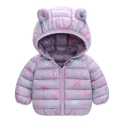 Giacca autunno/inverno per neonati, maschietti, maschietti, femminucce, dinosauri a cartoni animati, cappotto spesso con cappuccio per bambine da 1 a 5 anni, tiene caldo, piumino in cotone, capospalla