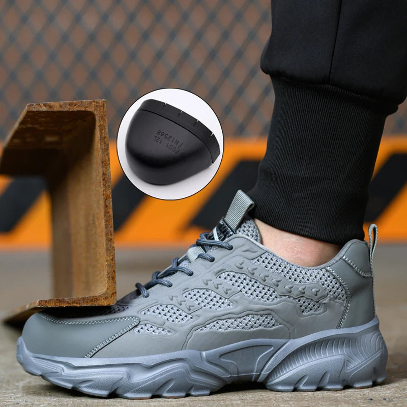 Scarpe antinfortunistiche traspiranti in mesh da uomo, bianche, scarpe protettive per uomo e donna, scarpe da lavoro estive leggere e indistruttibili 2026