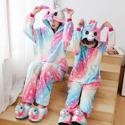 Set di pigiami Kigurumi per bambini e bambine, pigiami panda unicorno per donne, pigiami pigiama tutina gatto per adulti, pigiami invernali caldi per bambini