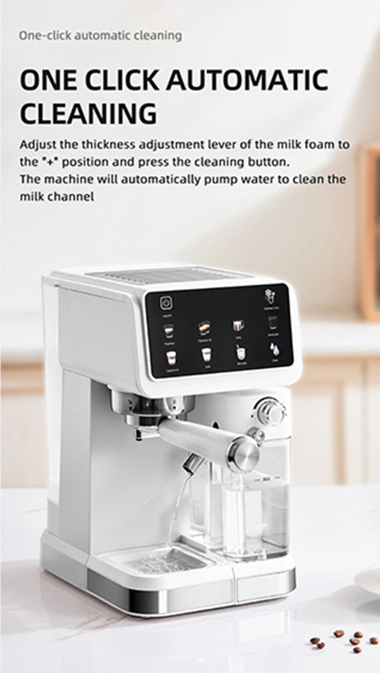 Macchina per caffè espresso italiana per uso domestico, ad alta pressione, automatica, con schiuma di latte, schermo a colori intelligente, macchina per caffè integrata