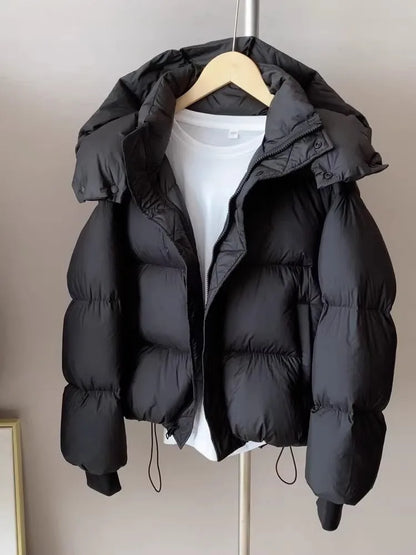 New Winter Puffer Jacket Women Fashion Hooded Down Cotton Overcoat Female Loose Casual Warm Parkas Outerwear