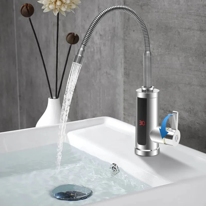 Scaldabagno istantaneo da 3000 W, scaldabagno senza serbatoio, rubinetto elettrico per acqua calda da cucina, riscaldamento per bagno, rubinetto in acciaio inossidabile