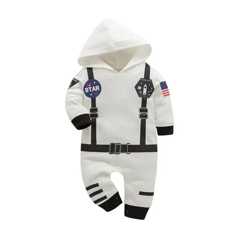 Nuovo costume da astronauta per neonati e bambini, tuta spaziale ricamata, tutina per feste, costume di Halloween, salopette invernale a maniche lunghe.