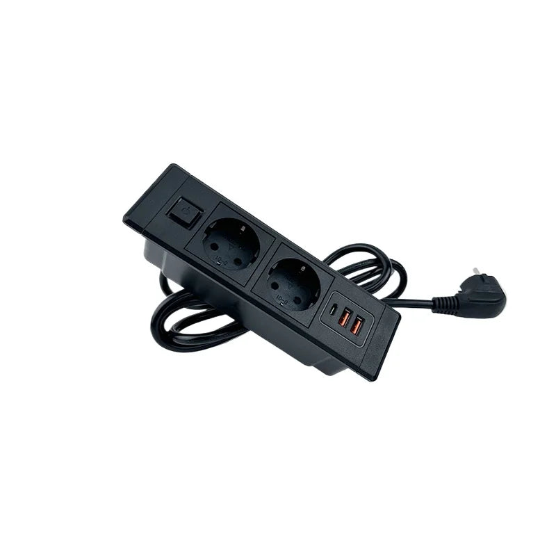 FUNAYA Built-in Desktop Hidden Socket EU KR Concealed Sockets with USB Type-c Power Electric AC Vertical Outlets for Furniture