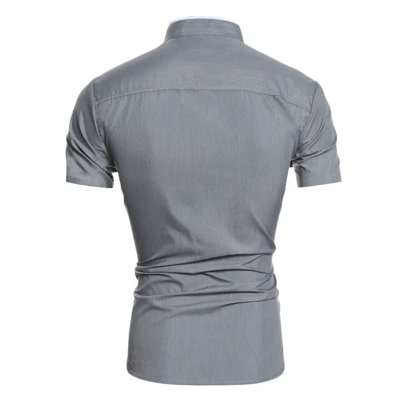 Nuova camicia casual a maniche corte da uomo, tinta unita, per il pendolarismo