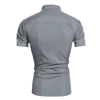 Nuova camicia casual a maniche corte da uomo, tinta unita, per il pendolarismo