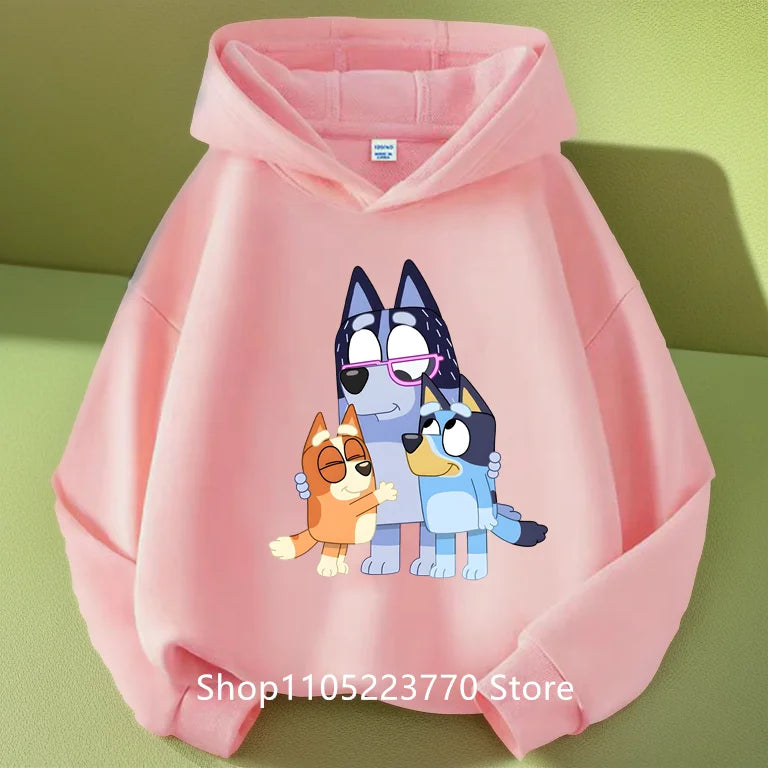 Felpa con cappuccio Bluey per bambini dai 4 ai 14 anni, autunno/inverno, calda e accogliente, con stampa di cartoni animati e anime, ideale per maschietti e femminucce.