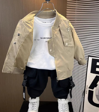 Giacche da baseball per ragazzi, abbigliamento per bambini, primavera autunno, cappotti con cerniera, tinta unita, antivento, capispalla, 2-10 anni
