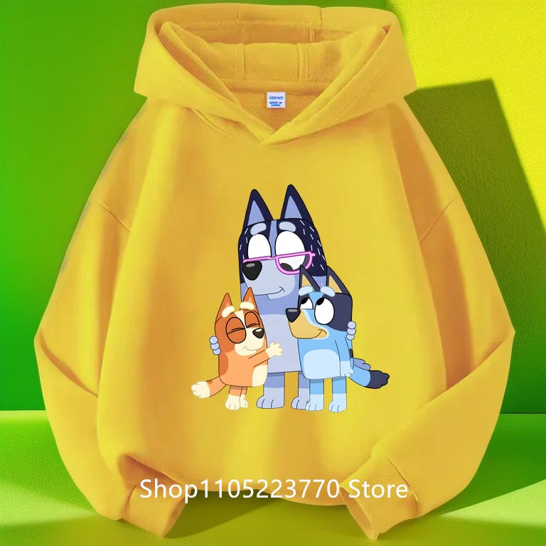 Felpa con cappuccio Bluey per bambini dai 4 ai 14 anni, autunno/inverno, calda e accogliente, con stampa di cartoni animati e anime, ideale per maschietti e femminucce.