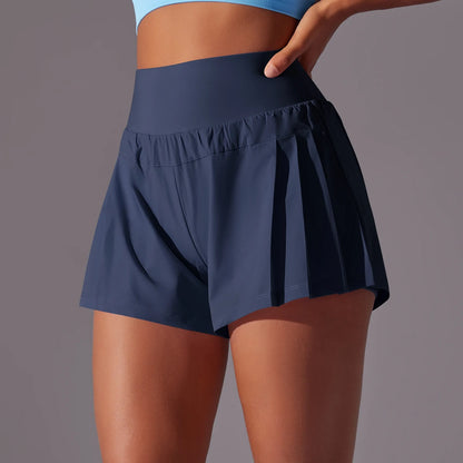 Pantaloncini da ginnastica da donna, a doppio strato, ad asciugatura rapida, per sport, fitness, jogging e allenamento, con tasca, pantaloncini sportivi aderenti